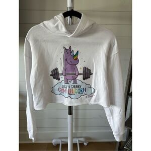 Unicorn Hippo workout‎ cropped hoodie size small